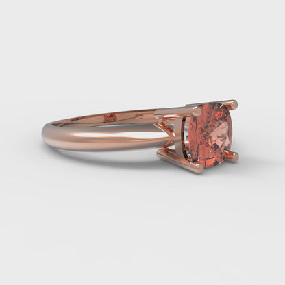 1 cttw Zirconia Simulated Red Diamond Solitaire  Engagement Ring - Solid Rose Gold (VVS1, Cushion Cut,6mm)