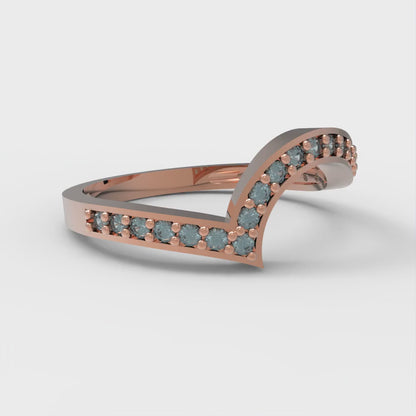 0.165 cttw Natural London Blue Topaz Round Cut Rose Gold Eternity Wedding Band