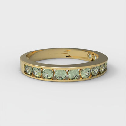 0.39 cttw Simulated Green Diamond Round Cut Yellow Gold Eternity Wedding Band