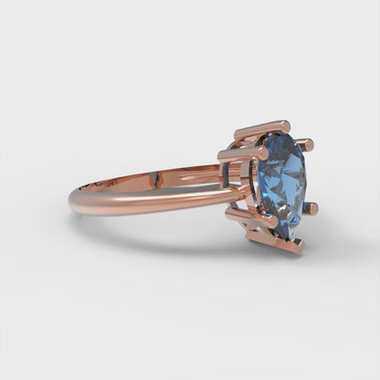 1 cttw Simulated Tanzanite Solitaire  Engagement Ring - Solid Gold (Pear Cut,8x5mm)