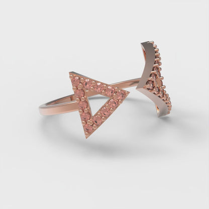 0.2475 cttw Zirconia Simulated Red Diamond Statement Engagement Ring - Solid Rose Gold (VVS1, Round Cut,1.2mm)