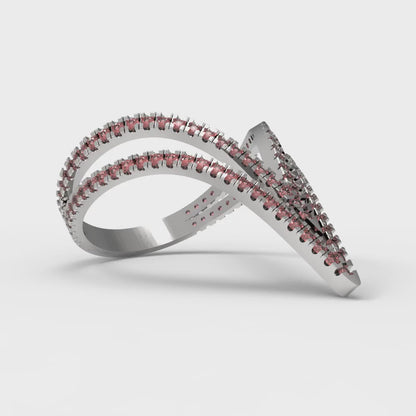 0.525 cttw Simulated Ruby Statement Engagement Ring - Solid White Gold (VVS1, Round Cut,1.0mm)
