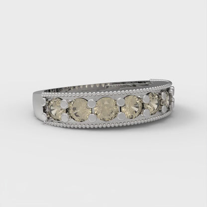 0.81 cttw Natural Morganite Round Cut White Gold Eternity Wedding Band