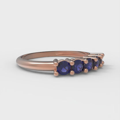 0.35 cttw Simulated Blue Sapphire Round Cut Rose Gold Eternity Wedding Band