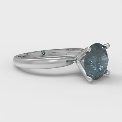 1.5 cttw Natural London Blue Topaz Solitaire  Engagement Ring - Solid Gold (Round Cut,7.5mm)