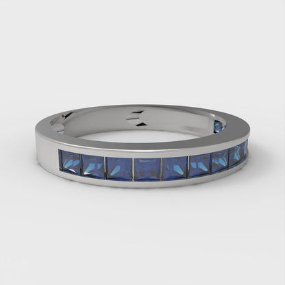 0.78 cttw Simulated Tanzanite Princess Cut White Gold Eternity Wedding Band