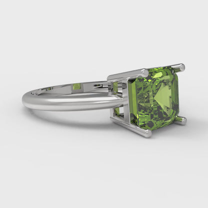 2 cttw Natural Peridot Solitaire  Engagement Ring - Solid Gold (Asscher Cut,7.0mm)