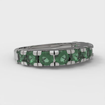 1 cttw Simulated Emerald Round Cut White Gold Eternity Wedding Band
