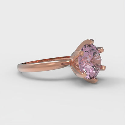 3 cttw Zirconia Simulated Pink Diamond Solitaire  Engagement Ring - Solid Gold (VVS1, Round Cut,9.0mm)