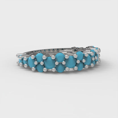 0.98 cttw Simulated Turquoise Round Cut White Gold Eternity Wedding Band