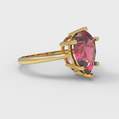 2 cttw Simulated Ruby Solitaire  Engagement Ring - Solid Yellow Gold (VVS1, Pear Cut,10x7mm)