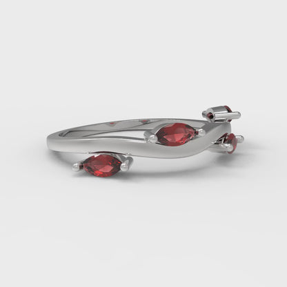 0.4 cttw Natural Garnet Marquise Cut White Gold Eternity Wedding Band