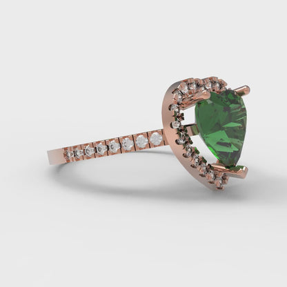 2.285 cttw Simulated Emerald Hidden Halo Engagement Ring - Solid Rose Gold (VVS1, Heart Cut,8mm)