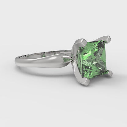 2.5 cttw Zirconia Simulated Green Diamond Solitaire  Engagement Ring - Solid Gold (VVS1, Princess Cut,7.5mm)