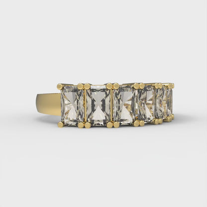 2.61 cttw Natural Morganite Emerald Cut Yellow Gold Eternity Wedding Band