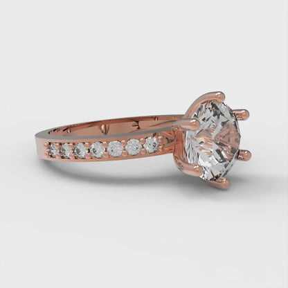 1.71 cttw White Sapphire Solitaire with Zirconia Simulated Diamond Accents Engagement Ring - Solid Gold (Round Cut,7.5mm)