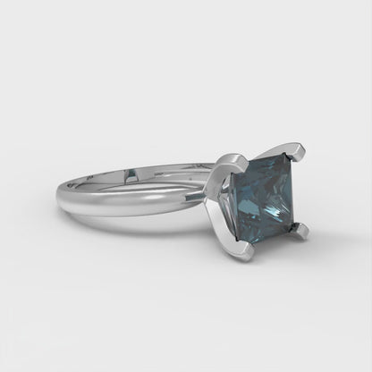 2 cttw Natural London Blue Topaz Solitaire  Engagement Ring - Solid Gold (Princess Cut,7.0mm)