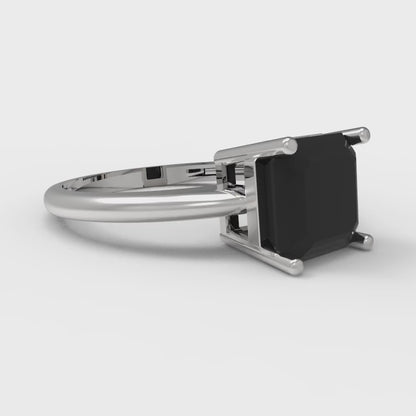 2 cttw Natural Onyx Solitaire  Engagement Ring - Solid Gold (Asscher Cut,7.0mm)