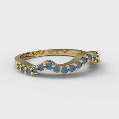 0.23 cttw Simulated Tanzanite Round Cut Yellow Gold Eternity Wedding Band