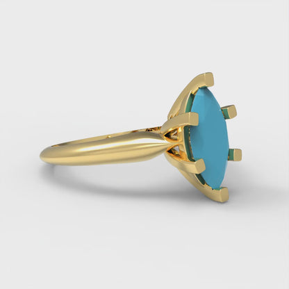 1 cttw Simulated Turquoise Solitaire  Engagement Ring - Solid Gold (Marquise Cut,10x5mm)