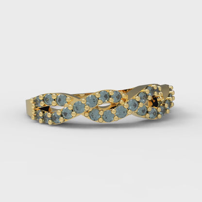 0.495 cttw Natural London Blue Topaz Round Cut yellow Gold Eternity Wedding Band