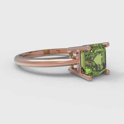 1 cttw Natural Peridot Solitaire  Engagement Ring - Solid Rose Gold (VVS1, Asscher Cut,6mm)