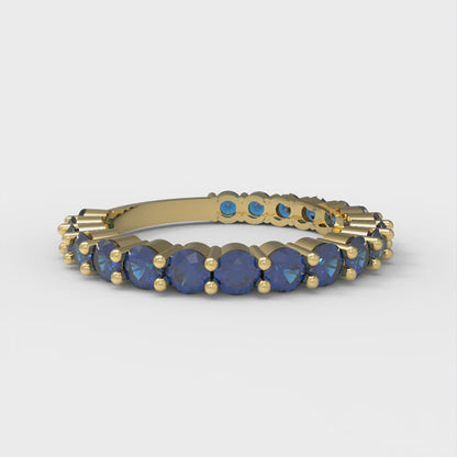 1.2 cttw Simulated Tanzanite Round Cut Yellow Gold Eternity Wedding Band