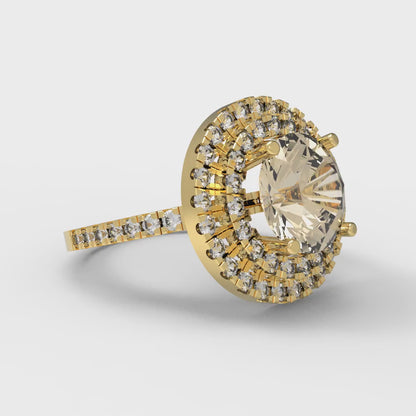 2.6 cttw Natural Morganite Hidden Halo Engagement Ring - Solid Gold (Round Cut,8.0mm)