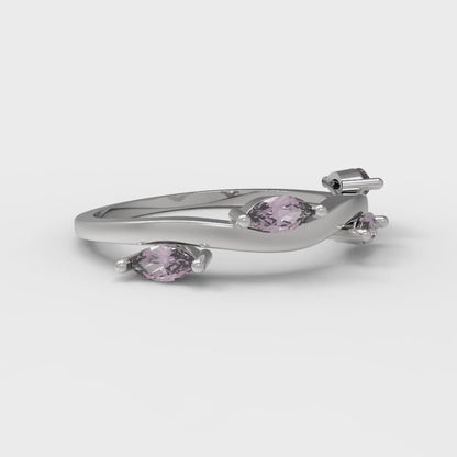 0.4 cttw Simulated Pink Diamond Marquise Cut White Gold Eternity Wedding Band