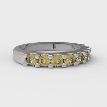 0.63 cttw Simulated Yellow Diamond Round Cut White Gold Eternity Wedding Band