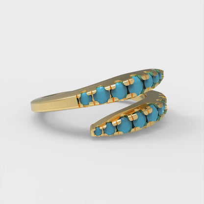 0.235 cttw Simulated Turquoise Round Cut Yellow Gold Eternity Wedding Band