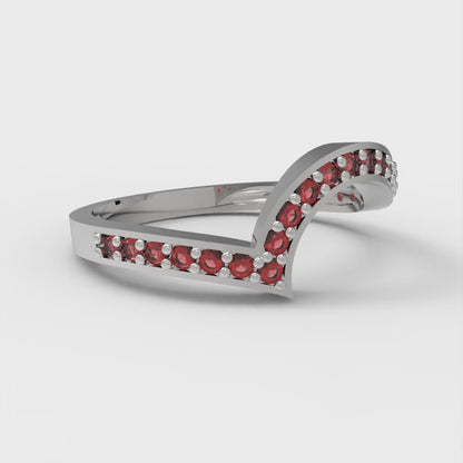 0.165 cttw Natural Garnet Round Cut White Gold Eternity Wedding Band