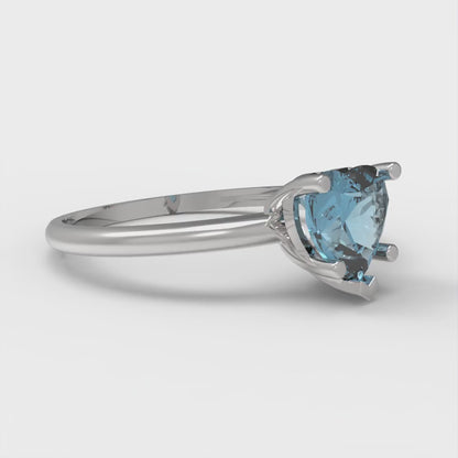 1.25 cttw Natural Aquamarine Solitaire  Engagement Ring - Solid Gold (Heart Cut,7.0mm)