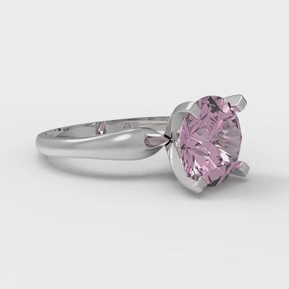 2.5 cttw Zirconia Simulated Pink Diamond Solitaire  Engagement Ring - Solid Gold (VVS1, Round Cut,8.5mm)
