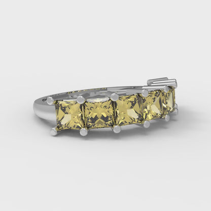 1.75 cttw Natural Citrine Princess Cut White Gold Eternity Wedding Band
