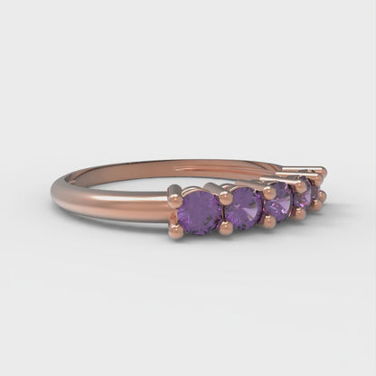 0.35 cttw Natural Amethyst Round Cut Rose Gold Eternity Wedding Band