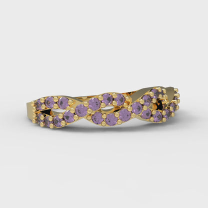 0.495 cttw Natural Amethyst Round Cut yellow Gold Eternity Wedding Band