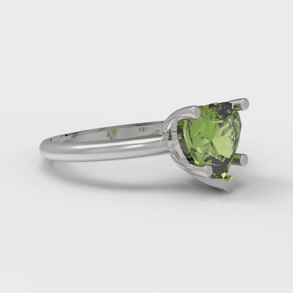 2 cttw Natural Peridot Solitaire  Engagement Ring - Solid Gold (Heart Cut,8mm)