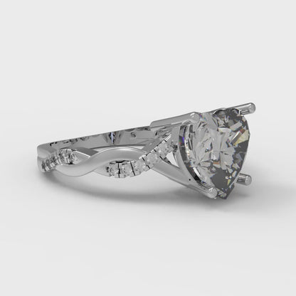 2.1 cttw Zirconia Simulated Diamond Solitaire with Zirconia Simulated Diamond Accents Engagement Ring - Solid Gold (VVS1, Heart Cut,8mm)