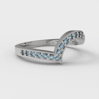 0.165 cttw Natural Sky Blue Topaz Round Cut White Gold Eternity Wedding Band