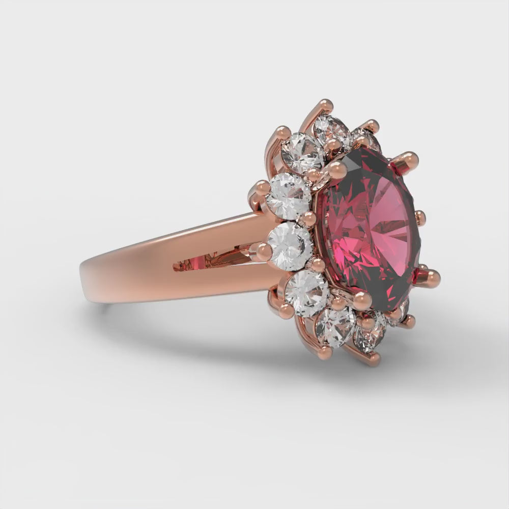 2.72 cttw Simulated Pink Tourmaline Hidden Halo Engagement Ring - Solid Gold (Oval Cut,9x7mm)
