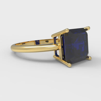 2.5 cttw Simulated Blue Sapphire Solitaire  Engagement Ring - Solid Gold (Asscher Cut,8.0mm)