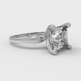 2.5 ct Brilliant Princess Cut Clear Simulated Diamond Stone White Gold Solitaire Ring