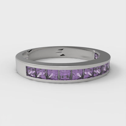 0.78 cttw Simulated Alexandrite Princess Cut White Gold Eternity Wedding Band