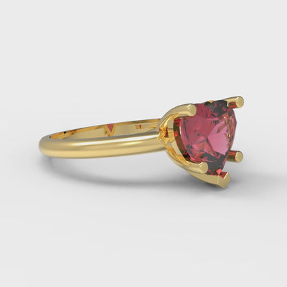 2.0 ct Brilliant Heart Cut Simulated Pink Tourmaline Stone Yellow Gold Solitaire Engagement Ring