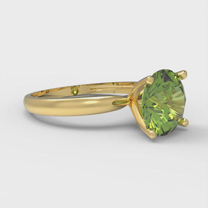 2 cttw Natural Peridot Solitaire  Engagement Ring - Solid Gold (Round Cut,8.0mm)