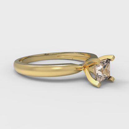0.5 cttw Yellow Moissanite Solitaire  Engagement Ring - Solid Gold (Princess Cut,4mm)
