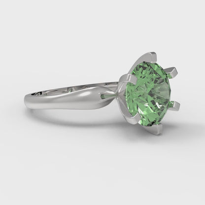 2.5 cttw Zirconia Simulated Green Diamond Solitaire  Engagement Ring - Solid Gold (VVS1, Round Cut,8.5mm)