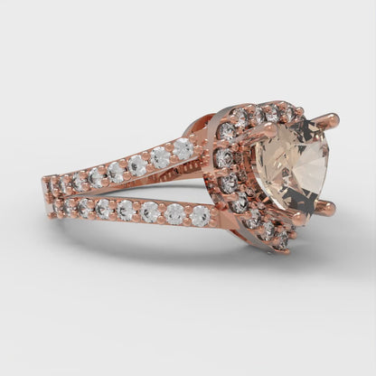 1.49 cttw Yellow Moissanite Hidden Halo Engagement Ring - Solid Gold (Heart Cut,6.5mm)