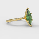 2.0 ct Brilliant Marquise Cut Simulated Emerald Stone Yellow Gold Solitaire Ring